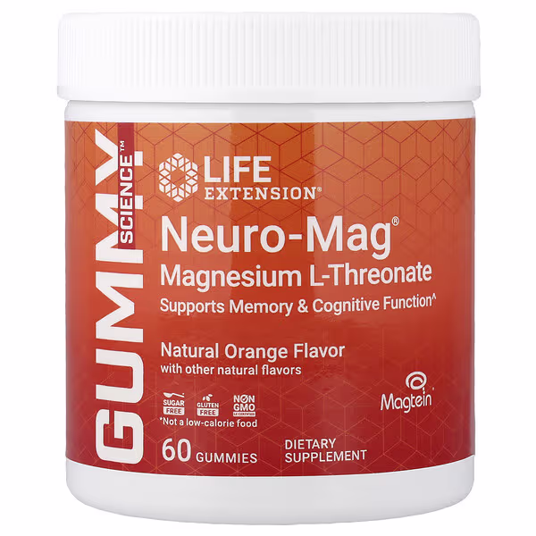 Life Extension, Neuro-Mag®, Magnesium L-Threonate, Natural Orange, 60 Gummies