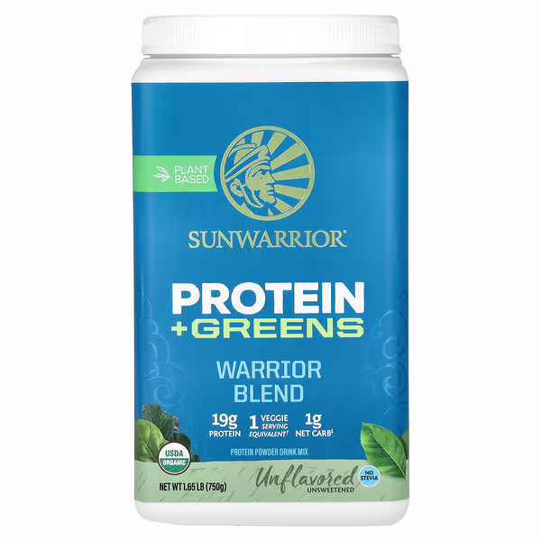 Sunwarrior, Warrior Blend, Protein + Greens, Unflavored, 1.65 lb (750 g)
