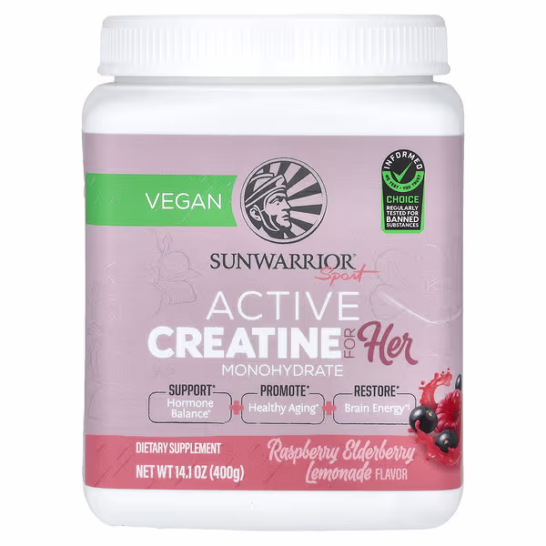 Sunwarrior, Sport, Active Creatine For Her, Raspberry Elderberry Lemonade, 14.1 oz (400 g)