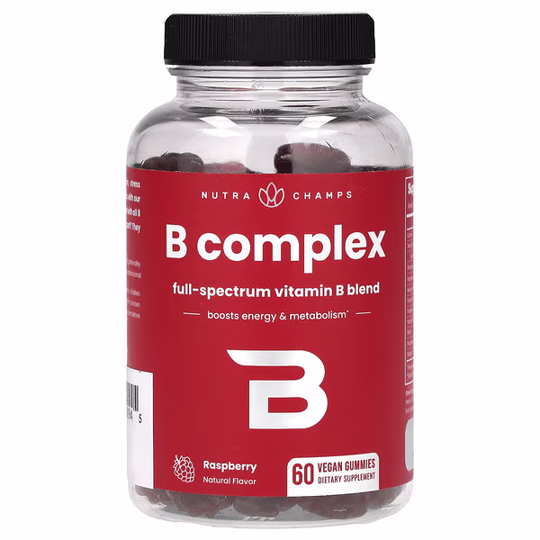 NutraChamps, B Complex, Raspberry, 60 Vegan Gummies