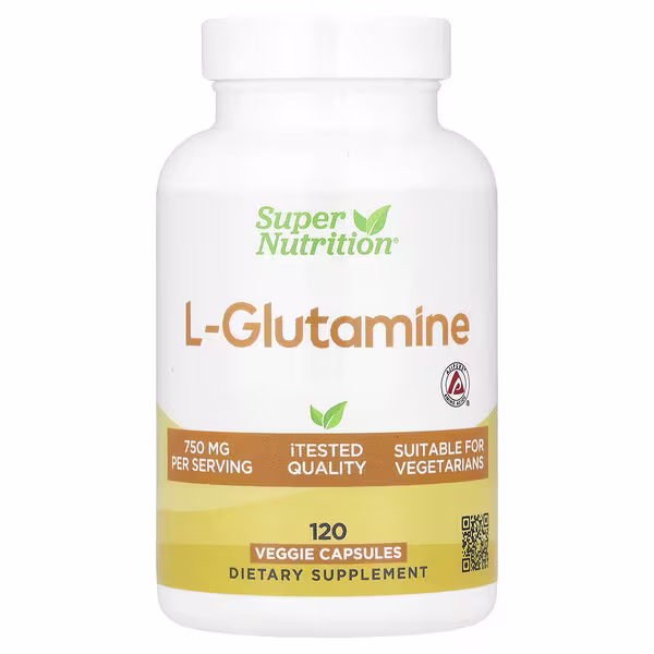 Super Nutrition, L-Glutamine, 750 mg, 120 Veggie Capsules