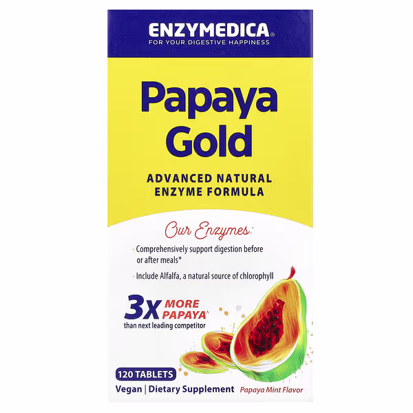 Enzymedica, Papaya Gold, Papaya Mint, 120 Tablets