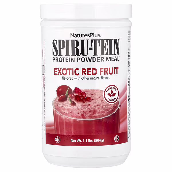 NaturesPlus, Spiru-Tein®, Protein Powder Meal, Exotic Red Fruit, 1.1 lbs (504 g)
