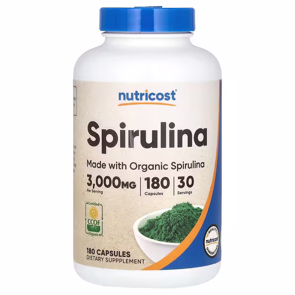 Nutricost, Spirulina, 180 Capsules (500 mg per Capsule)