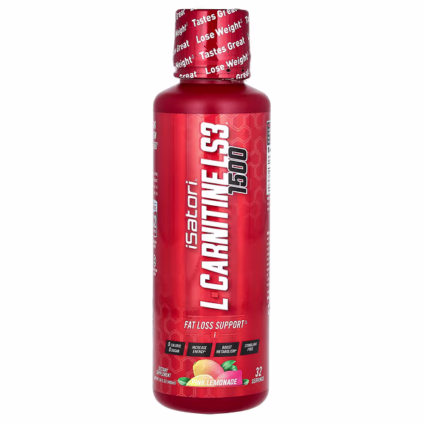 Isatori, L-Carnitine LS3 1500, Pink Lemonade, 1,500 mg, 16 fl oz (480 ml)