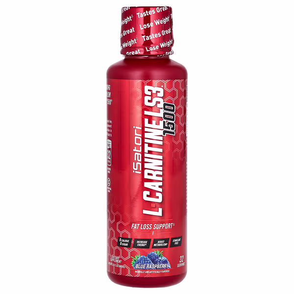 Isatori, L-Carnitine LS3 1500, Blue Raspberry, 1,500 mg, 16 fl oz (480 ml)