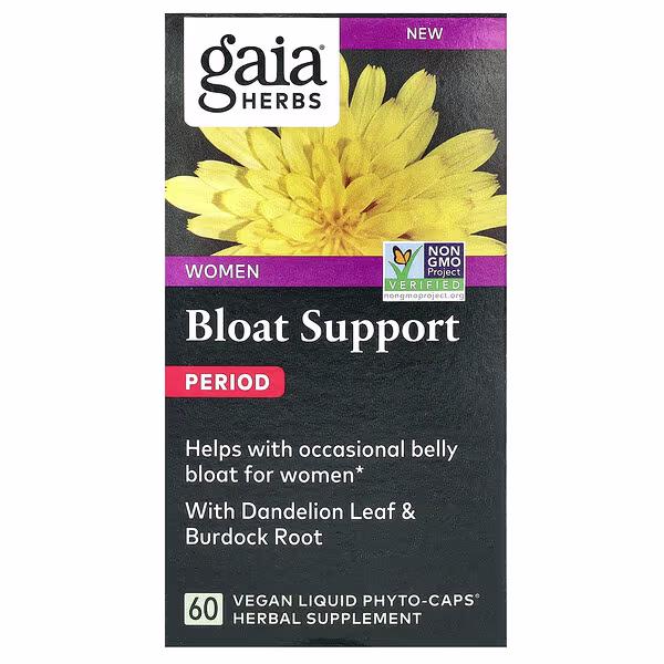Gaia Herbs, Women, Bloat Support, Period, 60 Vegan Liquid Phyto-Caps
