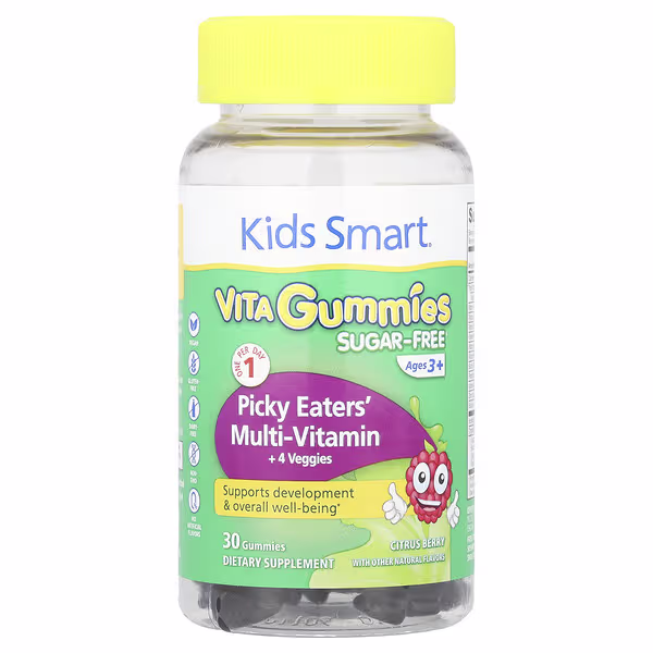 Kids Smart, Kids Smart® Vita Gummies, Picky Eaters' Multi-Vitamin + 4 Veggies, Ages 3+, Citrus Berry, 30 Gummies