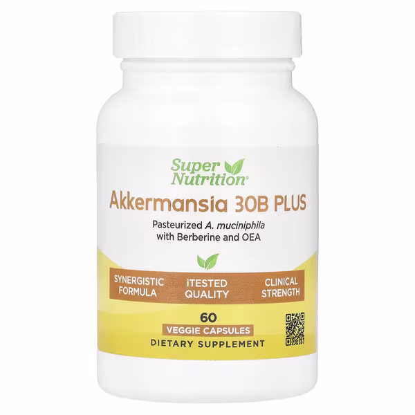 Super Nutrition, Akkermansia 30B PLUS with Berberine Phospholipid Matrix, and OEA, 60 Veggie Capsules