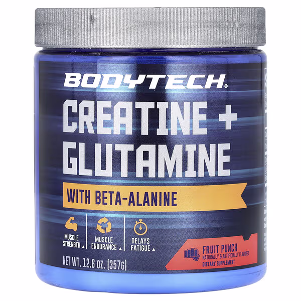 BodyTech, Creatine + Glutamine with Beta-Alanine, Fruit Punch, 12.6 oz (357 g)
