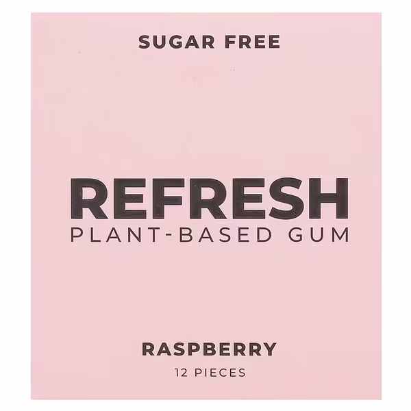 Refresh Gum, Plant-Based Gum, Raspberry, 12 Pieces