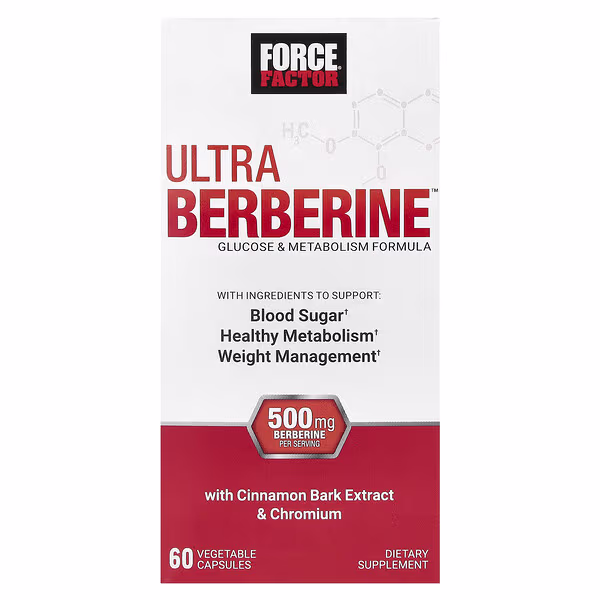 Force Factor, Ultra Berberine, Glucose & Metabolism Formula, 60 Vegetable Capsules (250 mg Per Capsule)