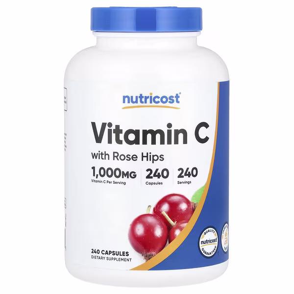 Nutricost, Vitamin C with Rose Hips, 1,000 mg, 240 Capsules