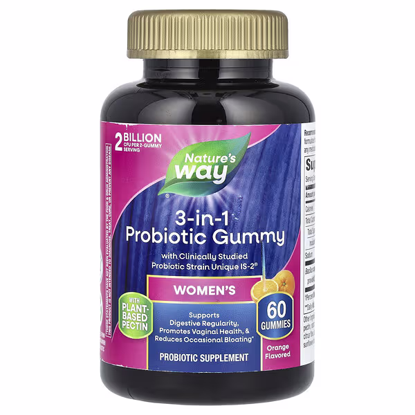 Nature's Way, Women's 3-in-1 Probiotic Gummy, Orange, 60 Gummies, (1 Billion CFU per Gummy)