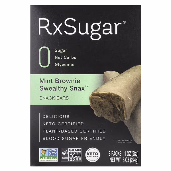 RxSugar, Swealthy Snax™, Snack Bars, Mint Brownie, 8 Packs, 1 oz (28 g) Each