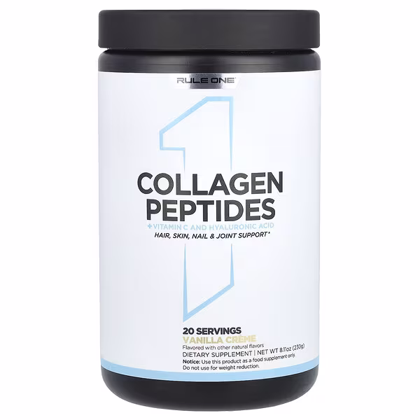 Rule One Proteins, Collagen Peptides + Vitamin C and Hyaluronic Acid, Vanilla Creme, 8.11 oz (230 g)