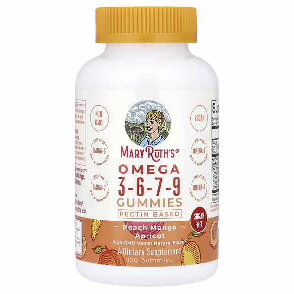 MaryRuth's, Omega 3-6-7-9 Gummies, Peach Mango Apricot, 120 Gummies