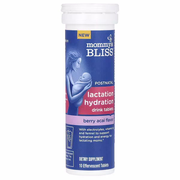 Mommy's Bliss, Postnatal Lactation Hydration Drink Tablets, Berry Acai, 10 Effervescent Tablets