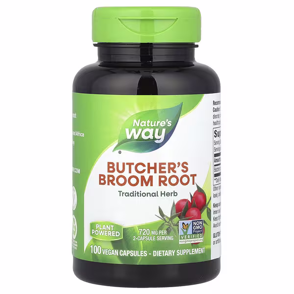 Nature's Way, Butcher's Broom Root, 100 Vegan Capsules (360 mg per Capsule)