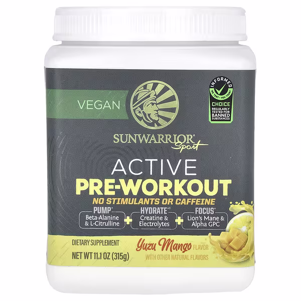 Sunwarrior, Sport, Active Pre-Workout, No Stimulants or Caffeine, Yuzu Mango, 11.1 oz (315 g)