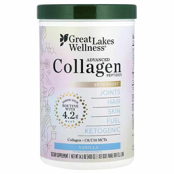 Great Lakes Wellness, Advanced Collagen Peptides, Vanilla, 14.1 oz (400 g)