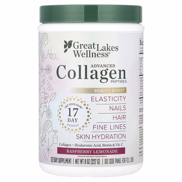Great Lakes Wellness, Advanced Collagen Peptides, Raspberry Lemonade, 8 oz (227 g)