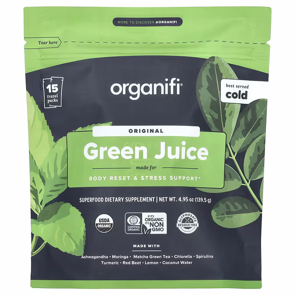 Organifi, Original Green Juice, 15 Travel Packets, 4.95 oz (139.5 g)