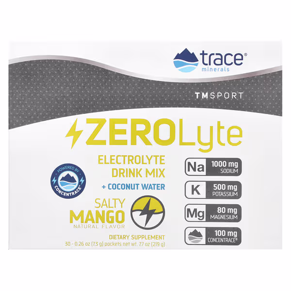 Trace, TM Sport, ZEROLyte, Electrolyte Drink Mix, Salty Mango, 30 Packets, 0.26 oz (7.3 g) Each