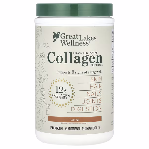 Great Lakes Wellness, Grass-Fed Bovine Collagen Peptides, Chai, 10 oz (284 g)