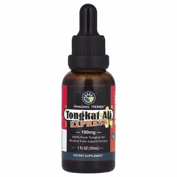 Amazing Herbs, Tongkat Ali Express Liquid Extract, Alcohol Free, 100 mg, 1 fl oz (30 ml)