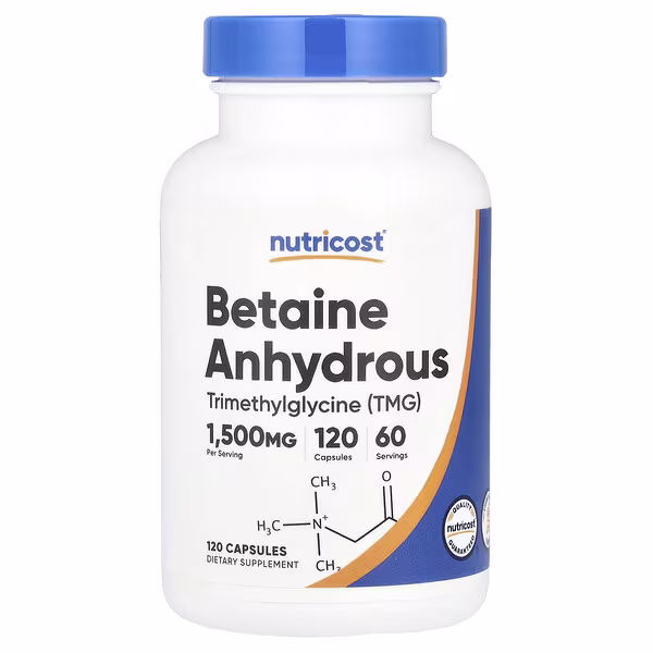Nutricost, Betaine Anhydrous, 120 Capsules (750 mg per Capsule)