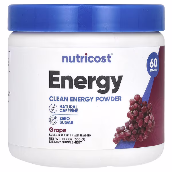 Nutricost, Energy, Clean Energy Powder, Grape, 10.7 oz (300 g)