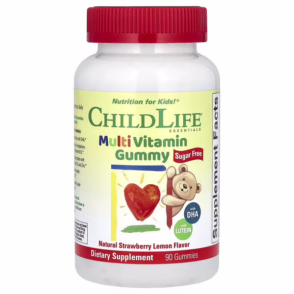 ChildLife Essentials, Multi Vitamin Gummy, Sugar Free, Natural Strawberry Lemon, 90 Gummies