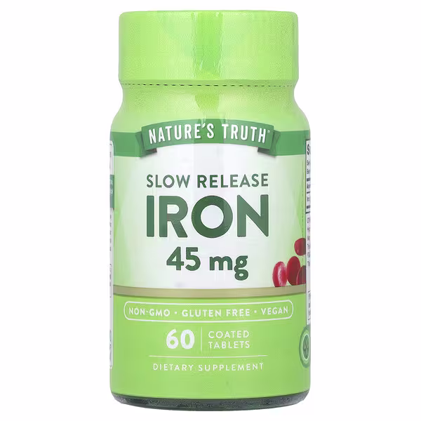 Nature's Truth, Slow Release Iron, 45 mg, 60 Coated Tablets