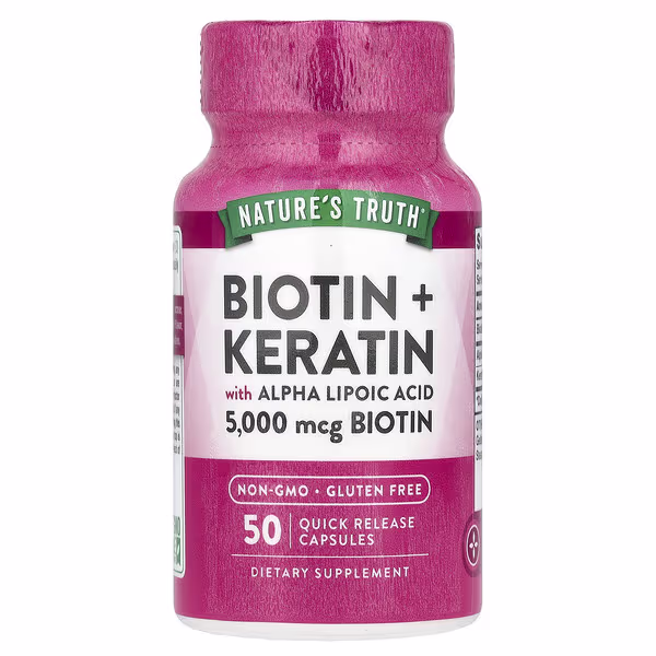 Nature's Truth, Biotin + Keratin with Alpha Lipoic Acid, 50 Quick Release Capsules