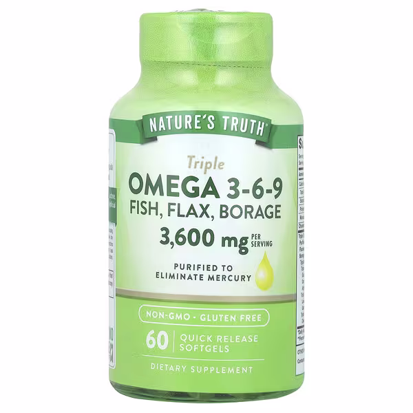 Nature's Truth, Triple Omega 3-6-9, Fish, Flax, Borage, 60 Quick Release Softgels