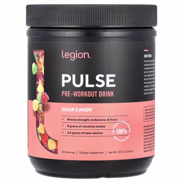 Legion Athletics, Pulse, Pre-Workout Drink, Sour Candy, 1.04 lbs (472 g)