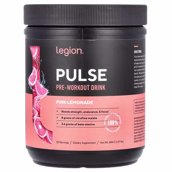 Legion Athletics, Pulse, Pre-Workout Drink, Pink Lemonade, 1.07 lbs (484 g)