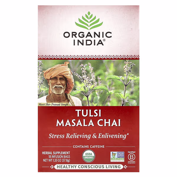 Organic India, Tulsi Masala Chai Tea, 18 Infusion Bags, 1.33 oz (37.8 g)