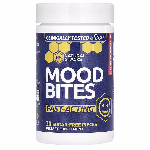 Natural Stacks, Mood Bites, Citrus Peach, 30 Sugar-Free Pieces