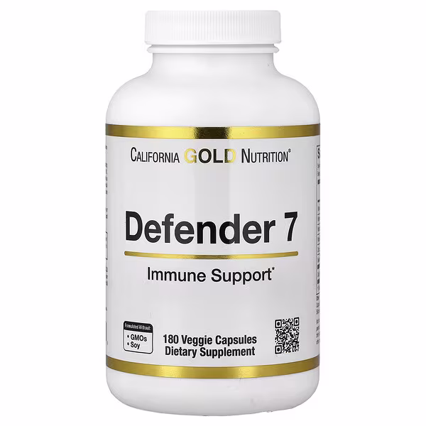 California Gold Nutrition, Defender 7, with A, C, D3, B6, Zinc, Selenium & Beta-Glucan, 180 Veggie Capsules