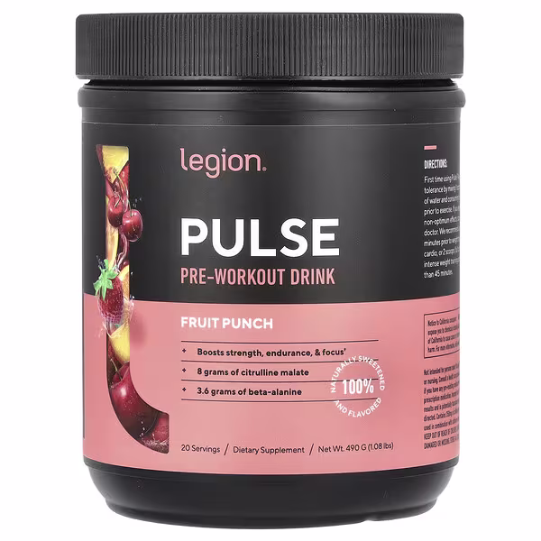 Legion Athletics, Pulse, Pre-Workout Drink, Fruit Punch, 1.08 lbs (490 g)