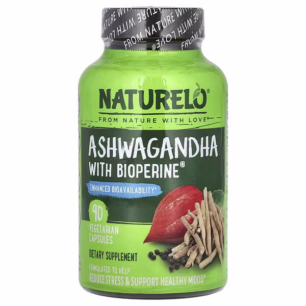 NATURELO, Ashwagandha With BioPerine®, 90 Vegetarian Capsules