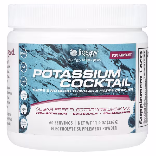 Jigsaw Health, Potassium Cocktail™, Sugar-Free Electrolyte Drink Mix, Blue Raspberry, 11.9 oz (336 g)