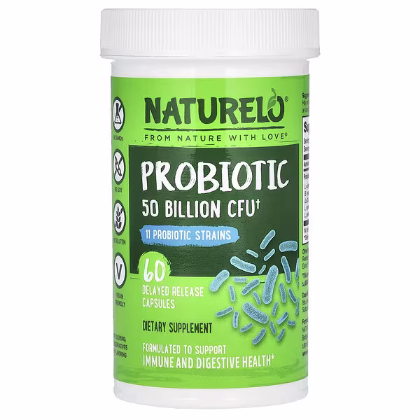 NATURELO, Probiotic, 50 Billion CFU, 60 Delayed Release Capsules