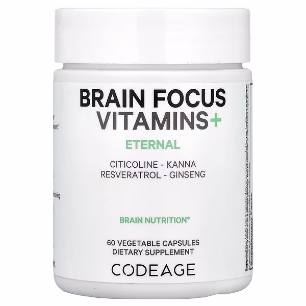 Codeage, Brain Focus Vitamins+, 60 Vegetable Capsules