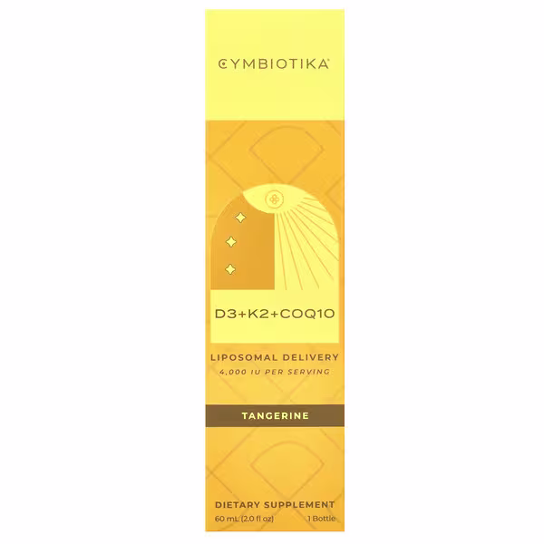 Cymbiotika, D3+K2+CoQ10, Liposomal Delivery, Tangerine, 4,000 IU, 2 fl oz (60 ml)