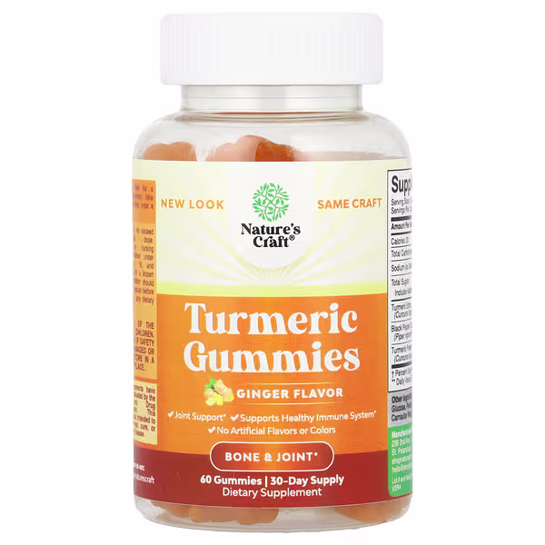 Nature's Craft, Turmeric Gummies, Ginger, 60 Gummies