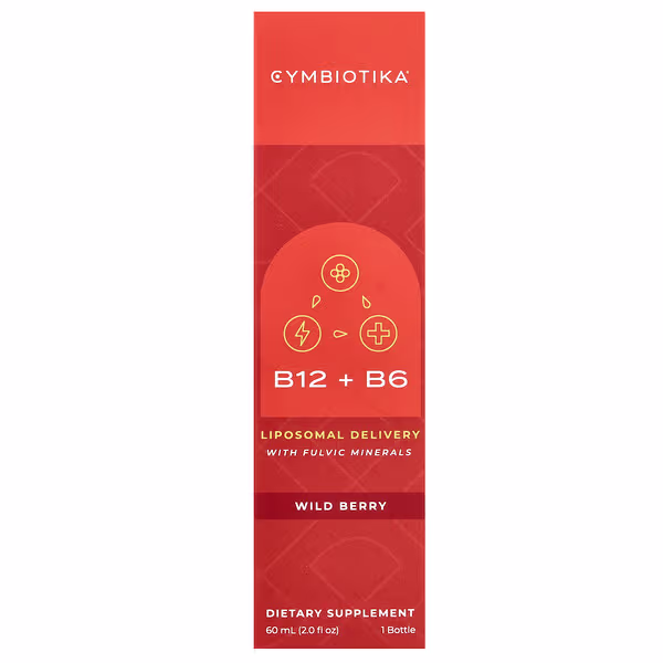 Cymbiotika, B12 + B6, Liposomal Deliver with Fulvic Minerals, Wild Berry , 2 fl oz (60 ml)