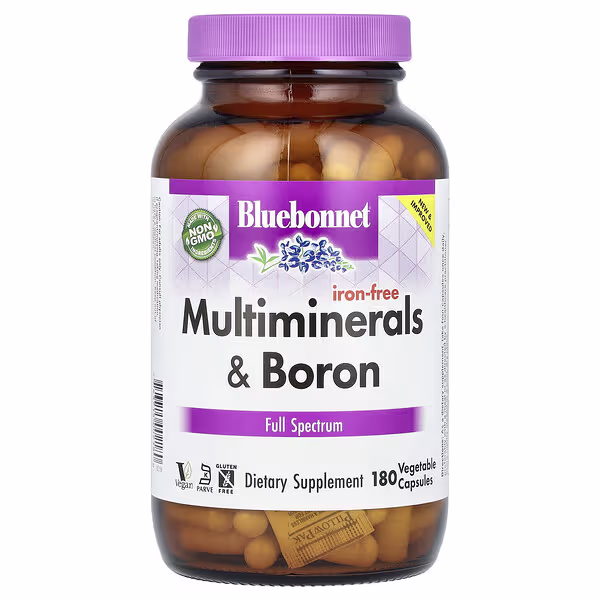 Bluebonnet Nutrition, Multiminerals & Boron, Iron-Free, 180 Vegetable Capsules